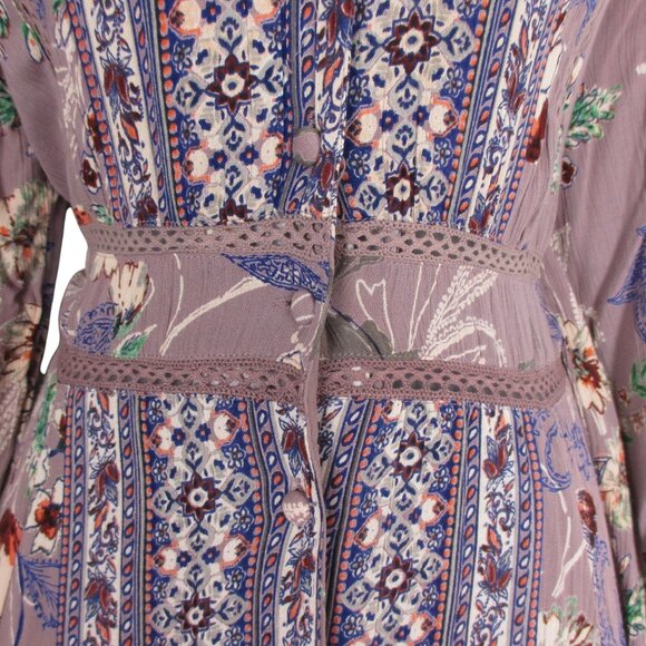 Angie Women's Floral Purple Midi Dress Size M  Bohemian Peasant Romantic - Picture 5 of 7